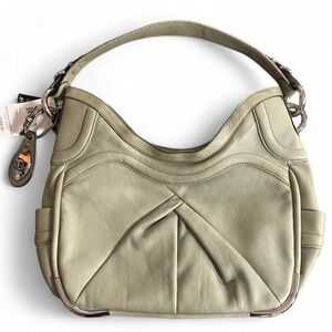 B Makowsky Kiev Hobo Sage Green Leather Bag New